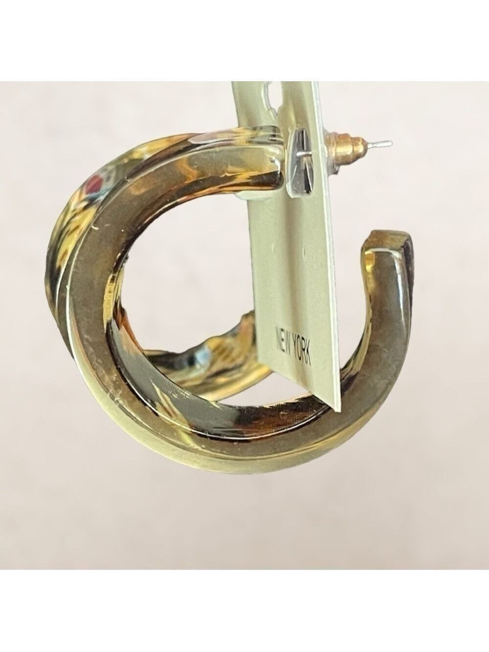 Cara New York hoops brown Havana earrings new